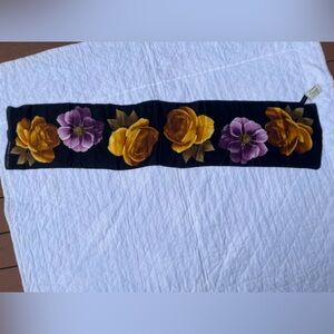 Adrienne Vittadini Black silk with Yellow and Purple Flowers